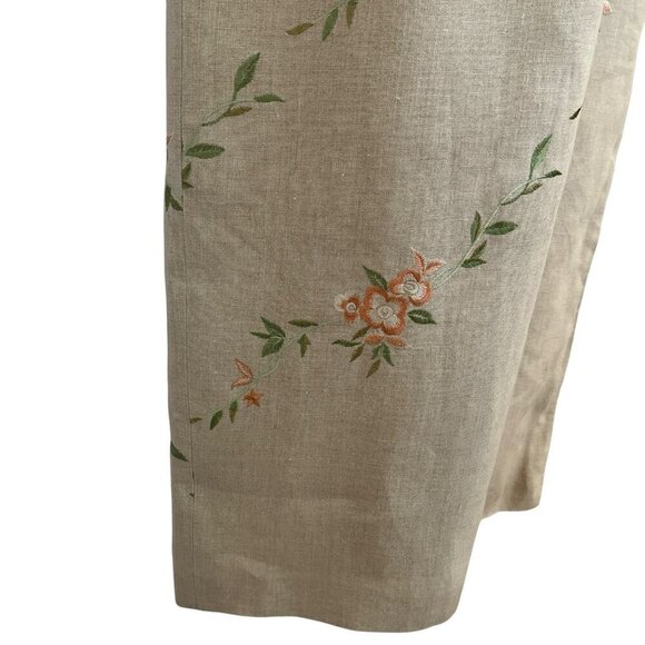 Talbots Maxi Linen Dress Floral Embroidery Cap Sleeve 10 Neutral Coastal Summer - Picture 9 of 16
